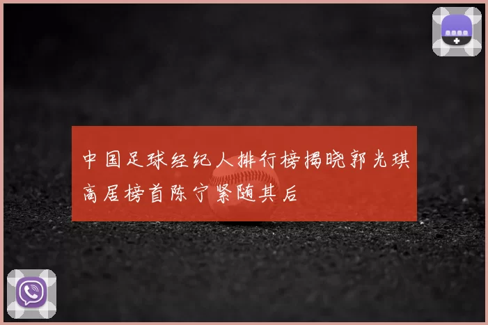 中国足球经纪人排行榜揭晓郭光琪高居榜首陈宁紧随其后